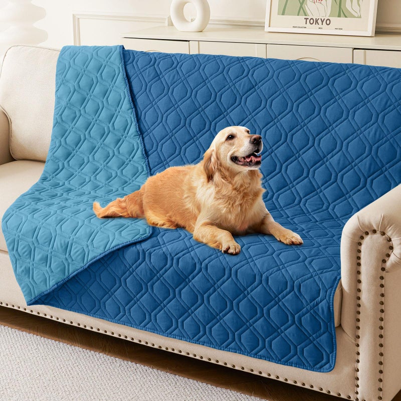 hyha Waterproof Dog Bed Blanket Soft Pet Blankets Waterproof Couch Cover for Dogs Reversible Sofa Covers Washable for Furniture 52x82 Inch Navy BlueBlue - Image 2