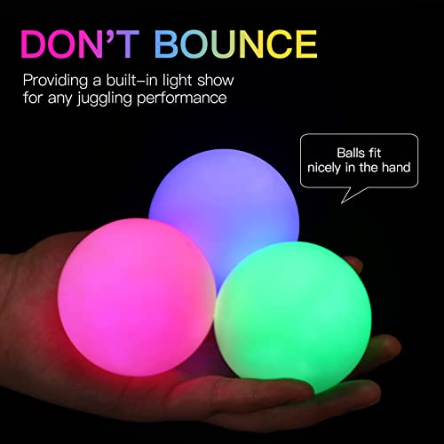 POITOI Juggling Balls Light Up Juggling Ball Glow in The Dark LED Juggling Balls USB Rechargeable 105g/3.9oz - Image 3
