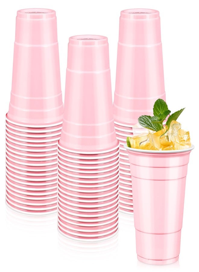 LANLISA 50 Light Pink Plastic Cups, 16 oz Disposable Cups, Drinking Cups For Birthday Party, Valentines, Baby Shower, Easter Party, Mothers Day - Image 1