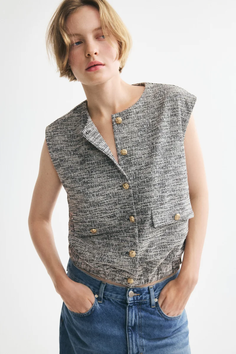 Oversized bouclé-knit waistcoat