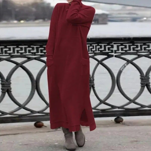 2024 New AliExpress Autumn New Loose plus size Knitted Lace Long Dress fleece-lined Sweater Casual dress Dark gray - Image 5