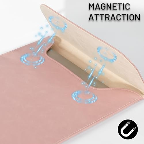 Allinside 11-12 inch Laptop Sleeve Case Compatible with MacBook Air 11 2010-2015/MacBook 12 2015-2017, Waterproof PU Leather Laptop Sleeve Bag Protective Vertical Case Cover, Pink - Image 4