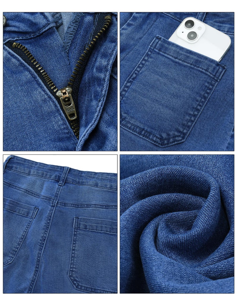 luvamia Wide Leg Jeans for Women Trendy High Waisted Flare Jeans Cropped Denim Pants Stretchy Baggy with Patch Pockets Cute Jeans for Women Dark Wash Jeans Women Darkness Blue Size 16 Size 18 - Image 4