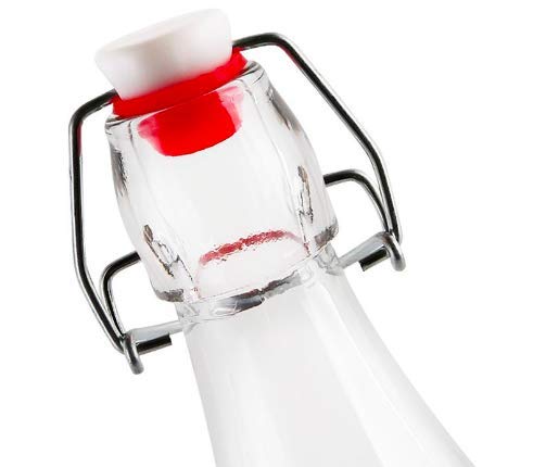 HOMIES INTERNATIONAL Hobnail Glass Beverage Carafe/Decanter Bottle with Swing top Cap, 1 L Each (Clear) -Set of 3 Pieces - Image 4