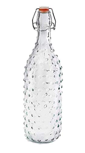 HOMIES INTERNATIONAL Hobnail Glass Beverage Carafe/Decanter Bottle with Swing top Cap, 1 L Each (Clear) -Set of 3 Pieces - Image 3