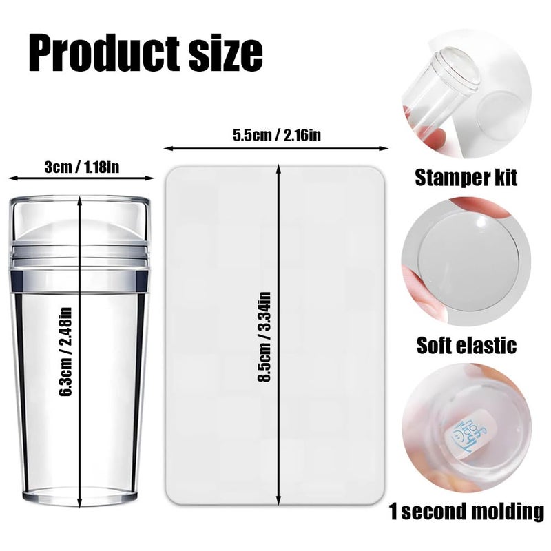 YilulvDeng French Tip Tool,Nail Art Stamper Kit,Clear Silicone Stamping Jelly With Scraper,French Tip Stamp For Manicure Home DIY Nail Tips(2 PCS) - Image 2