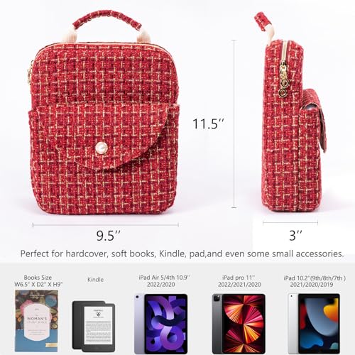 APLUFINE Tweed Book Sleeve with Zipper Elegant Zipper Book Pouch Book Sleeve for Book Lovers Book Protector Bag Book Bag for Women Book Carrying Case for Book Accessories Study Suppliers - Image 3