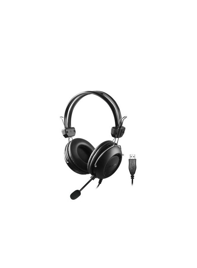 A4TECH ComfortFit Stereo Usb Headset HU-35, Noise Cancelling Microphone, Superior Ear Cushions, Sterio Sound With Usb Plug, Black - Image 1