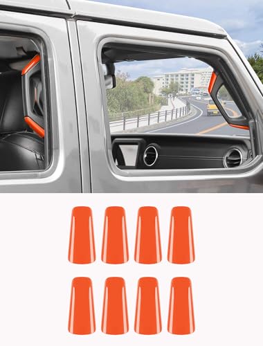 Savadicar Orange Interior Accessories A B Pillar Grab Bar Handles Trim Set for 20182023 Jeep Wrangler JL JLU 4XE Gladiator JT Solid Color Interior Decor Upgrade Option 8Piece - Image 1