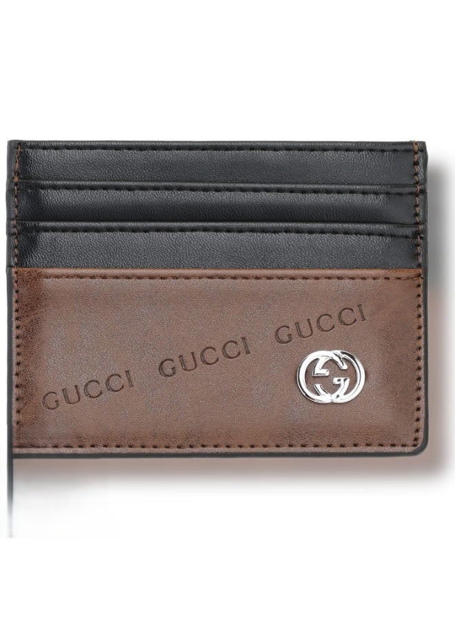 Gucci GG Brown Leather Card Holder – Luxury Slim Designer Card Case for Men & Women - Image 1