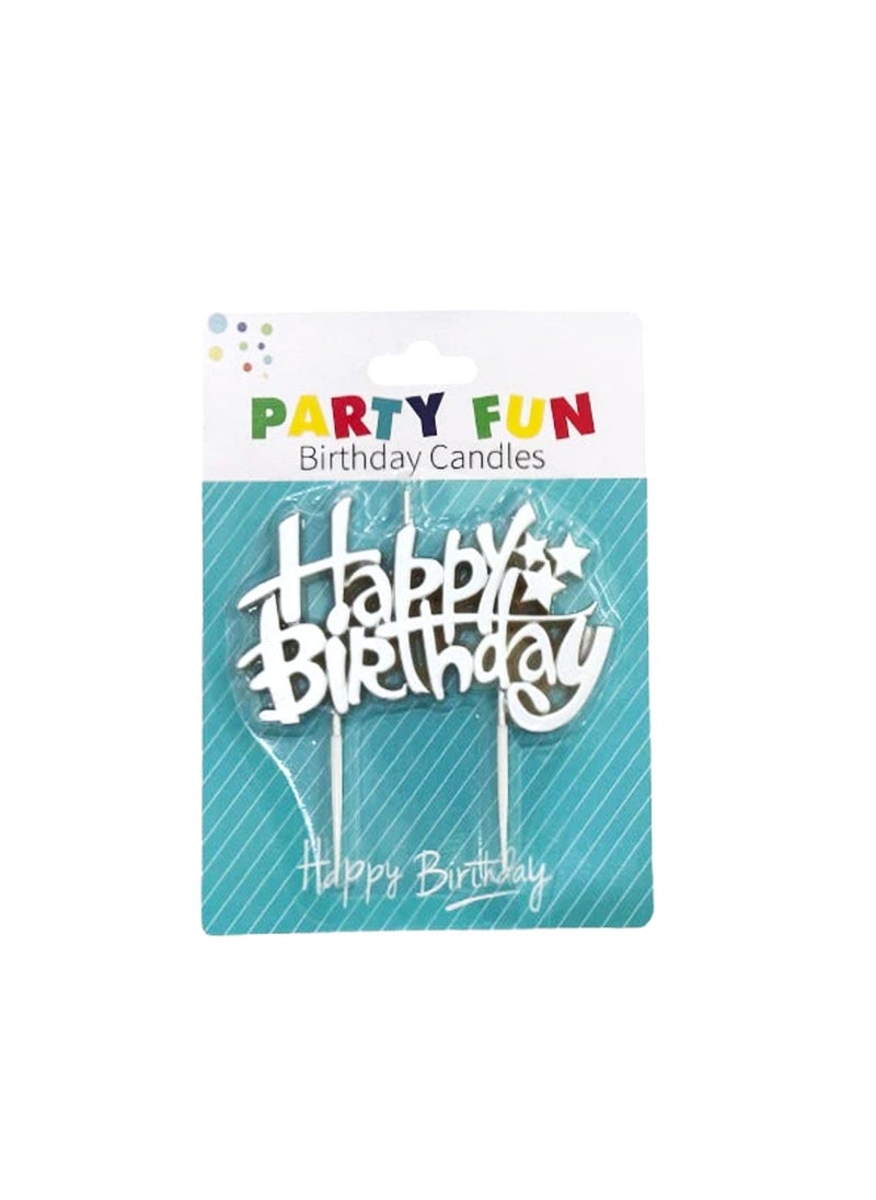 PARTY FUN Happy Birthday Candle Elegant Silver Elegance for Your Celebration 1 Piece 