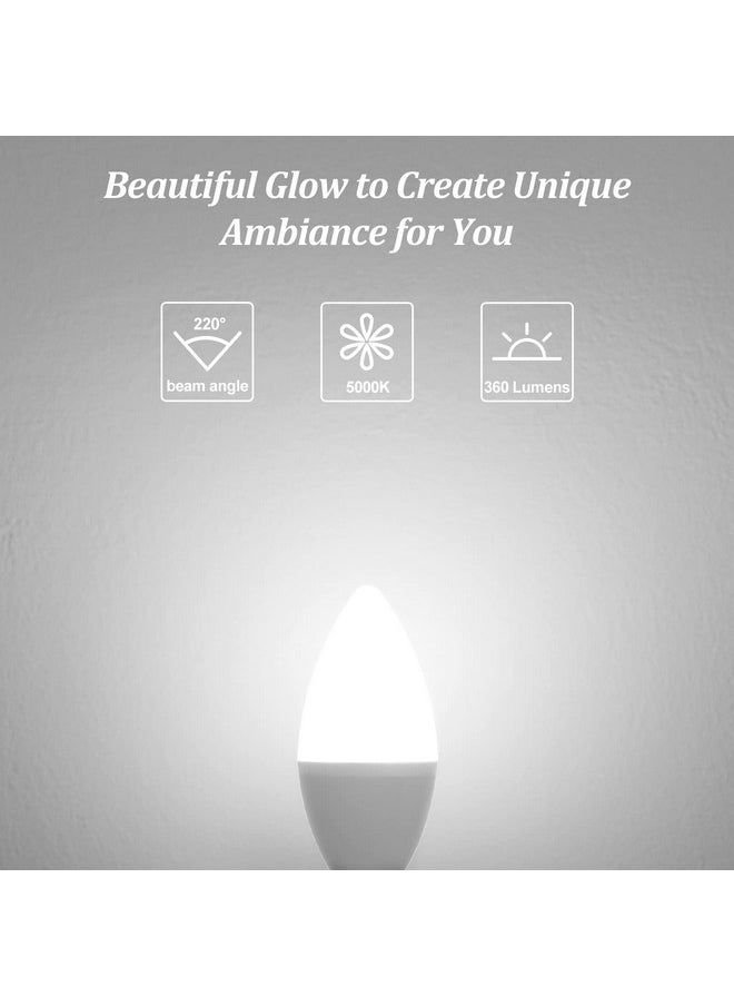 Brightever Candelabra 40W Equivalent LED Light Bulbs, 4W Candle Light Bulbs with Small E12 Base, Daylight White 5000K Ceiling Fan Lightbulbs, Type B Bulb for Wall Sconces, Non-Dimmable, Pack of 6