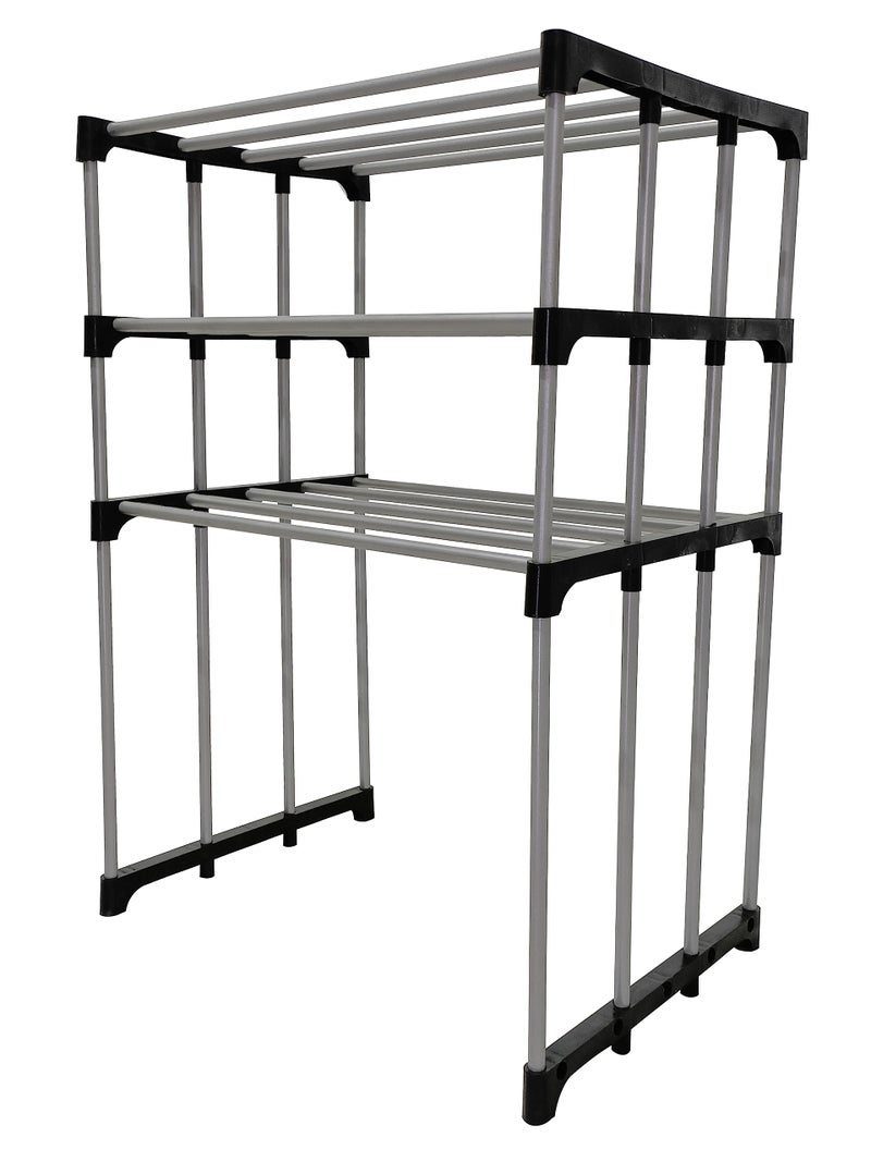 PHILOSHOP 3 - Layer Microwave Stand, OTG Stand, Microwave Oven Rack, Kitchen Storage Shelf (Black Pipe, Alloy Steel, Tiered Shelf) - Image 5
