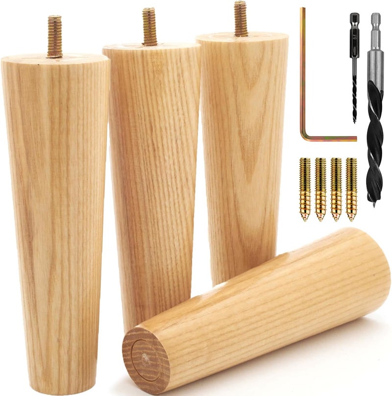 Airy Abode Premium Ash Wood Furniture Legs (Full Install Kit) - Pick Your Size and Color - Image 1