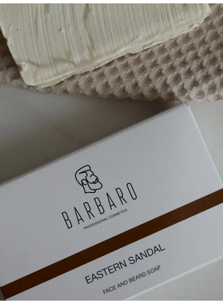 BARBARO Men’s Face & Beard Soap Natural Handmade Sandalwood Soap with Chamomile & Sea Buckthorn for Cleansing & Care, 90 g. - Image 3