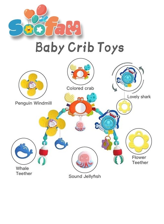 Soofam Baby Travel Play Arch, Stroller Bouncer Toy Crib Accessory for 0-36 Months Newborn,Detachable Activity Musical Animal Car Seat Toys,Mobile for Bassinet for Boys Girls - Image 5