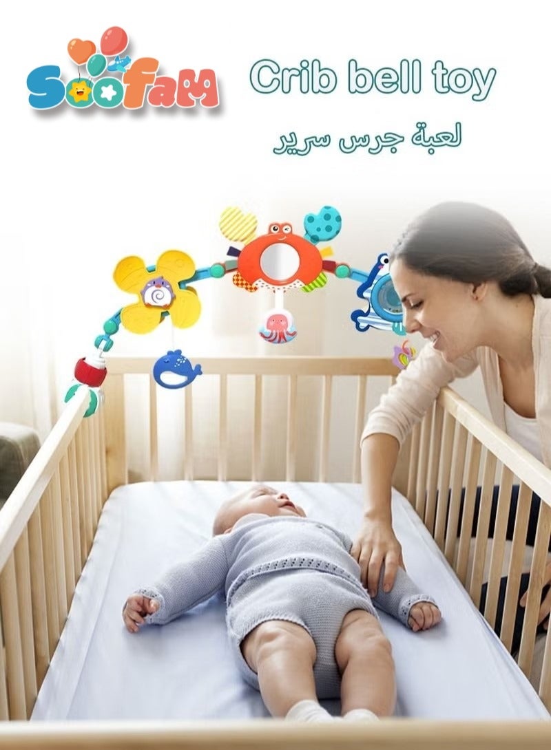 Soofam Baby Travel Play Arch, Stroller Bouncer Toy Crib Accessory for 0-36 Months Newborn,Detachable Activity Musical Animal Car Seat Toys,Mobile for Bassinet for Boys Girls - Image 3