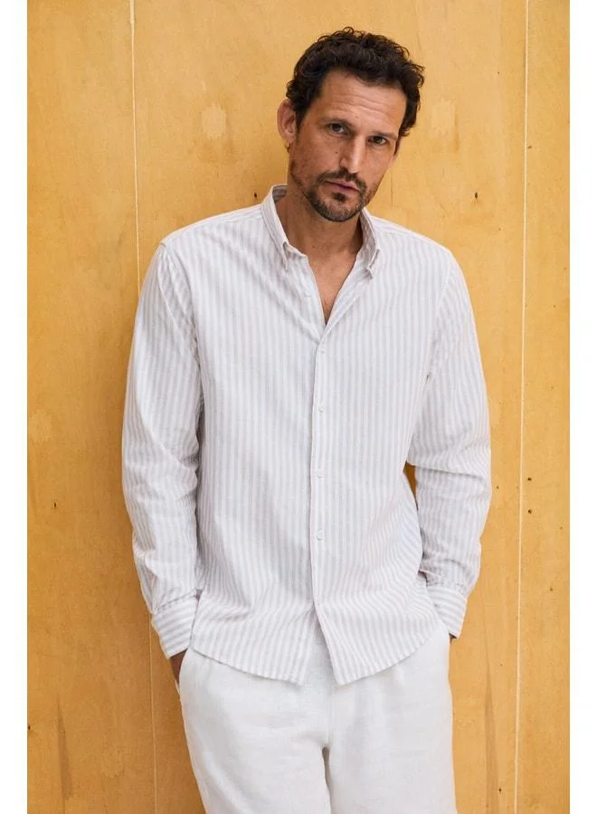 Grimelange RISTO Men's buttoned fabric shirt with collar and cuff, black – minimizes the need for ironing after washing.