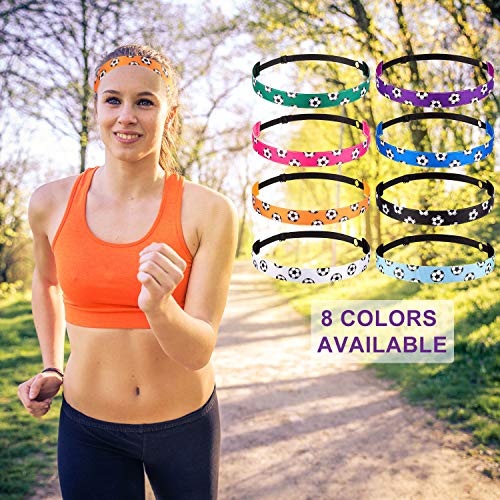 SATINIOR 8 Pcs Soccer Headband for Girls Non Slip Soccer Hairband Adjustable Elastic Sport Hair Accessories for Women Players - Image 4