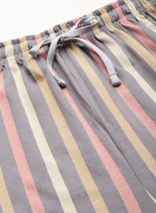 ليدينغ ليدي طقم بيجامة وقميص قطني مخطط من ستايلي - Image 3