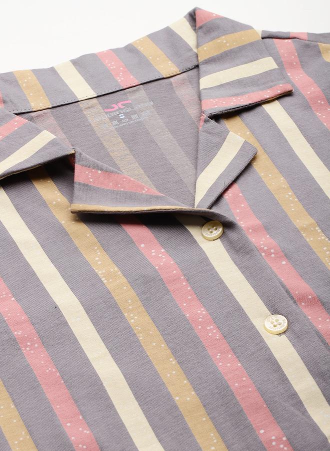 ليدينغ ليدي طقم بيجامة وقميص قطني مخطط من ستايلي - Image 2