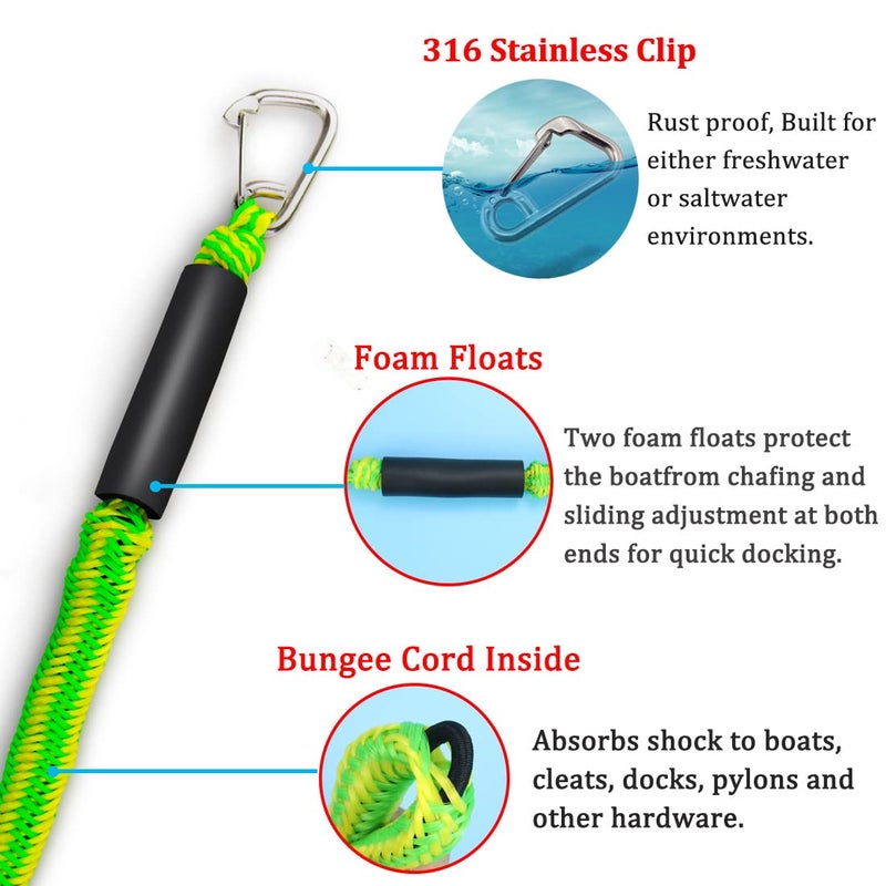 Botepon Bungee Dock Lines - Quick and Easy Dock Rope for Jet Ski, PWC, Seadoo, WaveRunner, Pontoon, Bass Boat - Image 3