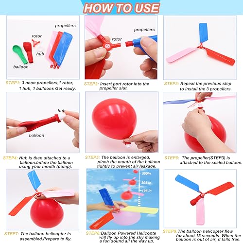 BAIVYLE Kids Toy Balloon Helicopter (12 pack) Children's Day Gift Party Favor easter basket, stocking stuffer or birthday! Flying Toys for Boys and Girls - Outdoor Sport Toy for 7 8 9 10 Year Old - Image 3