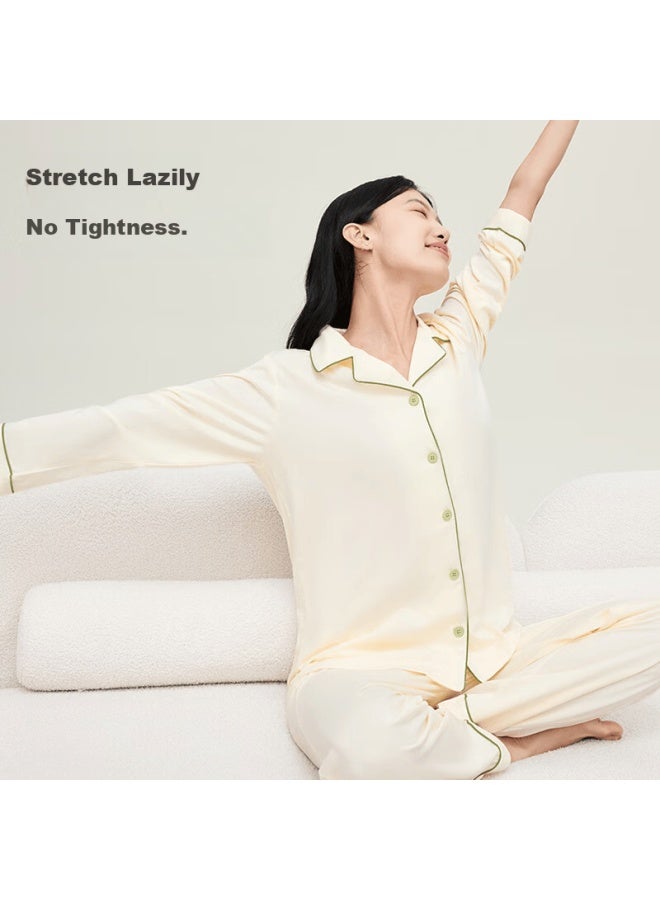 Picking up socks Shiwa Ji Cloud Cotton Women's Pajama Set Summer Ice Silk Cool Cardigan Anti-mite Short Sleeve Wearable Homewear Water Green M - Image 2