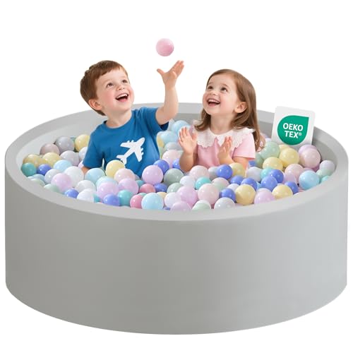 Zedachica Ball Pit for Toddlers 4724x1575 Baby Ball Pit Soft Foam Ball Pits Round Lagre Kids Ball Pits Indoor and Outdoor Game Kids Play Ball Pool Ideal Gift for Children Grey NO Balls - Image 1