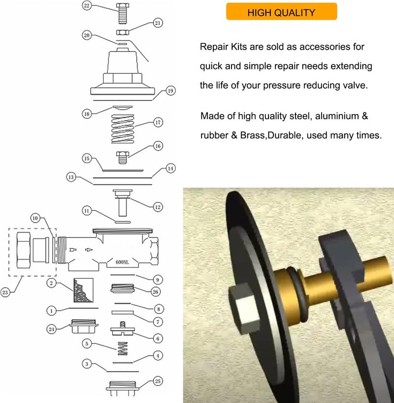 sevencow RK1-600XL Complete Repair Kit for Pressure Regulating Valves - Image 3