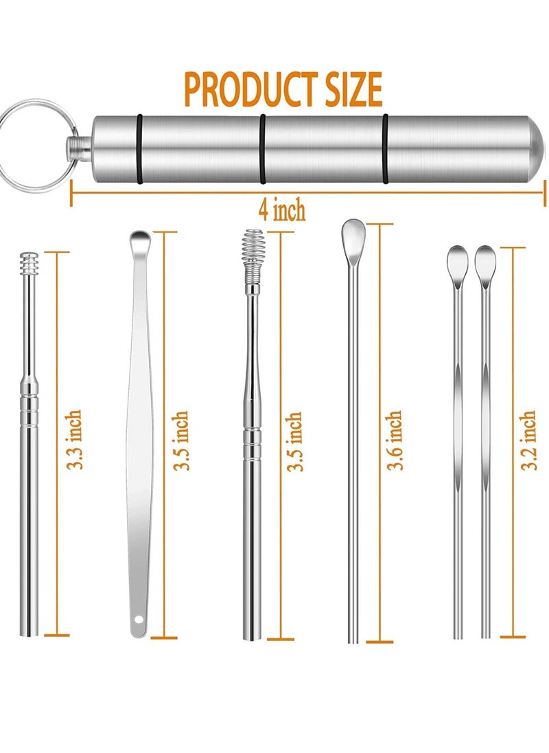 CityRiya-Long Ear Wax Removal Ear Cleaner Stainless Steel Ear Cleaning Kit Ear Picking Tools 6-Piece Ear Spoon Set Wax Elimination Spoon Ear Clean & Pick Wax Kit for Adults & Kids  - Image 4