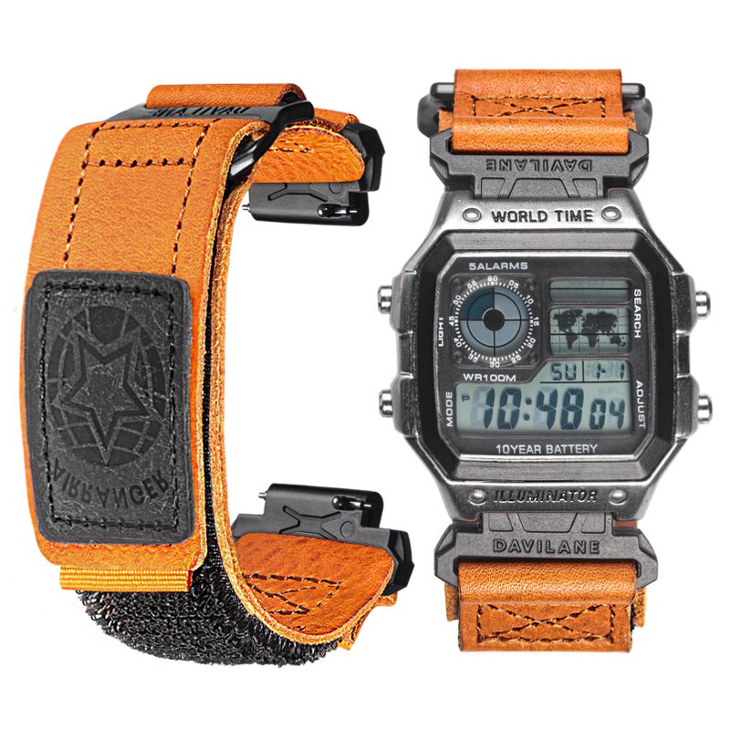 DAVILANE Quick Release Watch Band Strap for Casio F91W F94W F105W F84W W735H W800H SGW300H SGW400H A158WA AE1000W18mm Leather Hook Loop Casio strap - Image 2