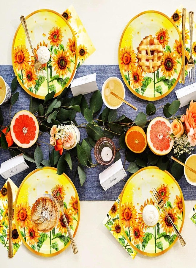 HSPAIDYP 50Pcs Sunflower Birthday Party Supplies Sunflower Paper Plates, 7" Sunflowe r Dessert Plates for Sunflowers Themed Baby Shower,Wedding Bridal,Spring Sunflower Birthday Party Decor (Wavy) - Image 5