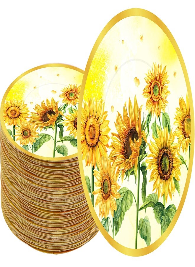 HSPAIDYP 50Pcs Sunflower Birthday Party Supplies Sunflower Paper Plates, 7" Sunflowe r Dessert Plates for Sunflowers Themed Baby Shower,Wedding Bridal,Spring Sunflower Birthday Party Decor (Wavy) - Image 1