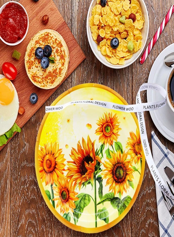 HSPAIDYP 50Pcs Sunflower Birthday Party Supplies Sunflower Paper Plates, 7" Sunflowe r Dessert Plates for Sunflowers Themed Baby Shower,Wedding Bridal,Spring Sunflower Birthday Party Decor (Wavy) - Image 2