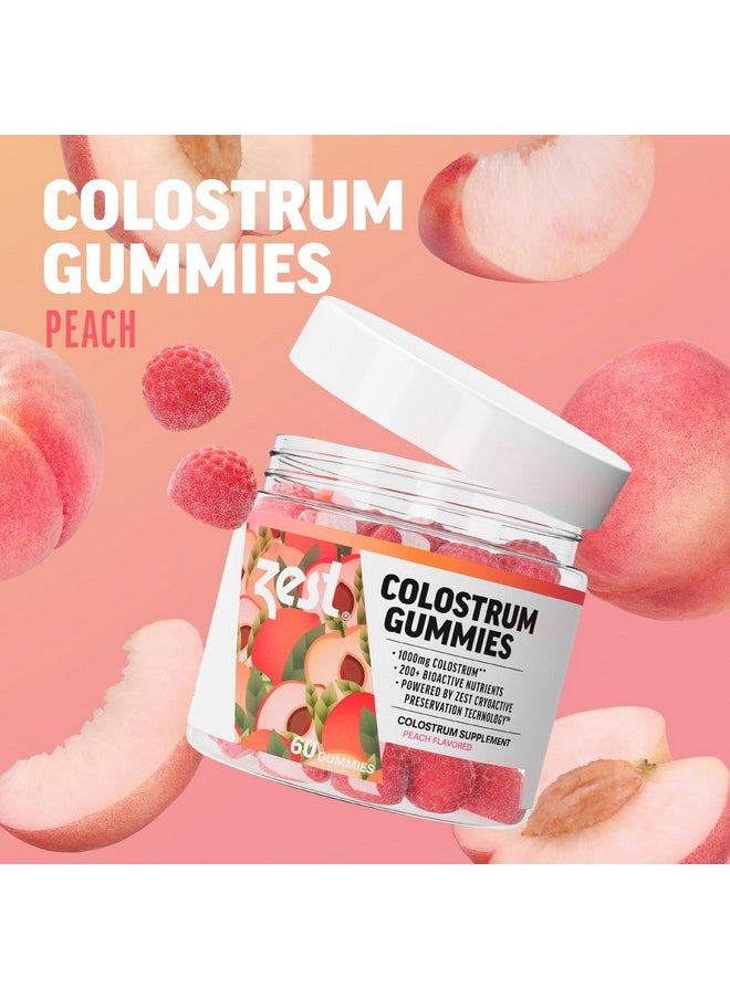 Zest - Zest Colostrum Supplement Gummy Chews for Adults - Ethically Sourced High IgG for Gut Health, Immunity, Bloating, Skin & Hair - Sugar Free & Gluten Free - Peach (60 Gummies, 1,000mg Bovine Colostrum) - Image 1