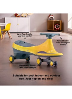 Kuber Industries Kuber Industries Steering Scooter for Kids | Twister Ride on Baby Toy | Comfortable Seats & Foot Rest | Swing Kids Toys Upto 30 Kgs | Push Cycle for Baby with PP Wheels | Yellow & Grey  - Image 4