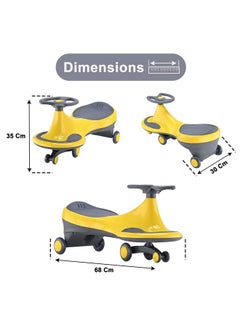 Kuber Industries Kuber Industries Steering Scooter for Kids | Twister Ride on Baby Toy | Comfortable Seats & Foot Rest | Swing Kids Toys Upto 30 Kgs | Push Cycle for Baby with PP Wheels | Yellow & Grey  - Image 3
