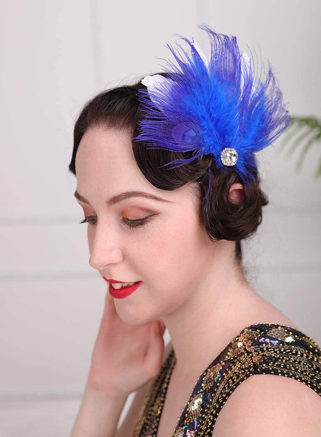 Aimimier 1920s Flapper Feather Hair Clip Royal Blue Headpiece Prom Party Festival Roaring 20s Accessories for Women - Image 5