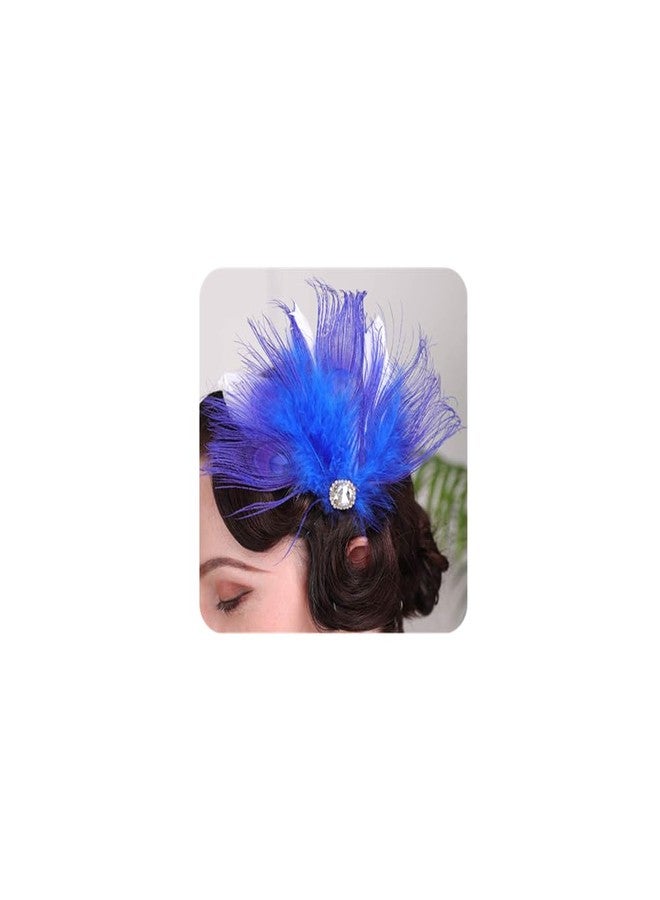 Aimimier 1920s Flapper Feather Hair Clip Royal Blue Headpiece Prom Party Festival Roaring 20s Accessories for Women - Image 1