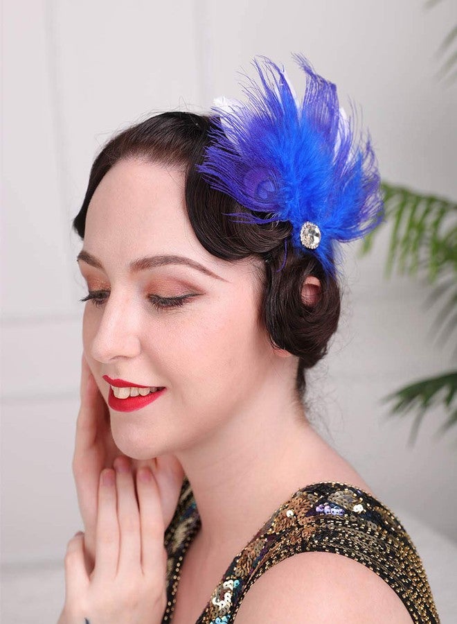 Aimimier 1920s Flapper Feather Hair Clip Royal Blue Headpiece Prom Party Festival Roaring 20s Accessories for Women - Image 3
