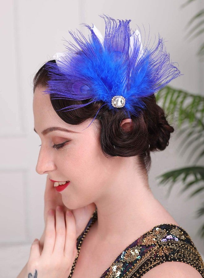 Aimimier 1920s Flapper Feather Hair Clip Royal Blue Headpiece Prom Party Festival Roaring 20s Accessories for Women - Image 4