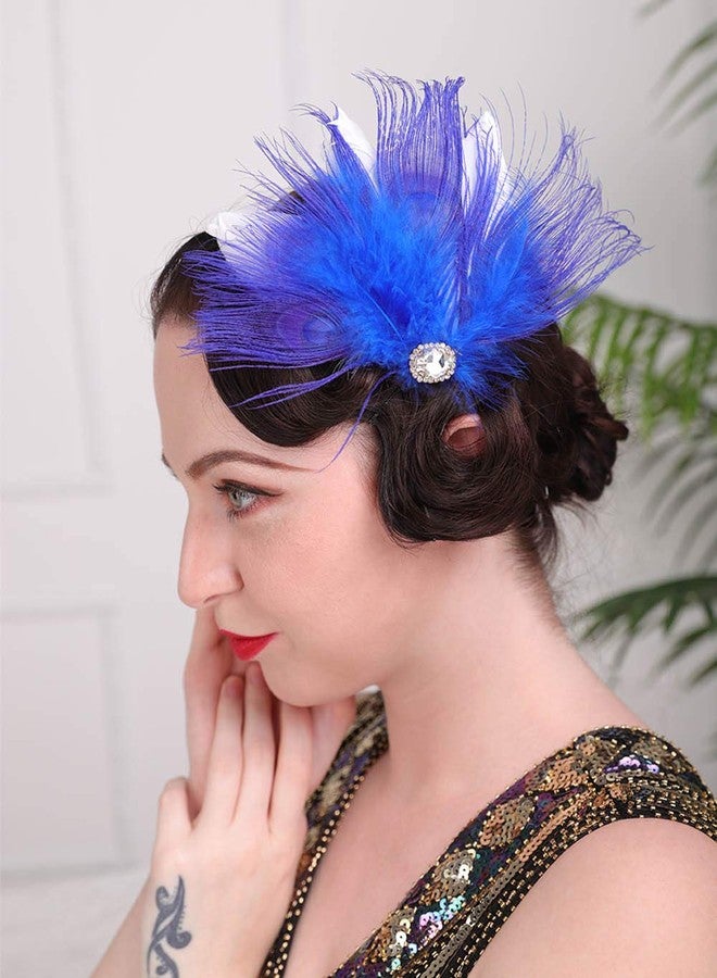 Aimimier 1920s Flapper Feather Hair Clip Royal Blue Headpiece Prom Party Festival Roaring 20s Accessories for Women - Image 2