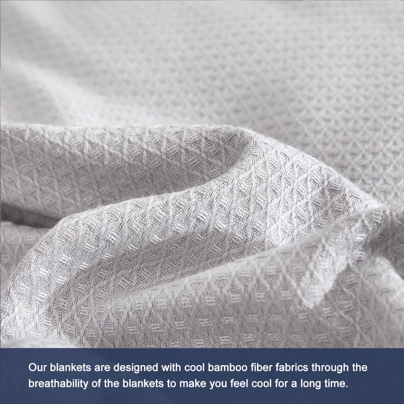 DANGTOP Cooling Blankets, 100% Rayon Derived from Bamboo, Absorbs Body Heat to Keep Cool on Warm Night, Ultra-Cool Lightweight Blanket(79x91 inches, Grey) - Image 4