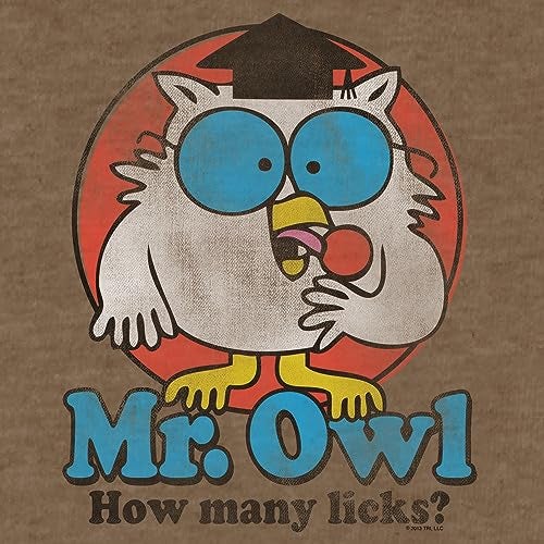 Tee Luv Men's Mr Owl How Many Licks Shirt - Vintage Tootsie Pop Graphic T-Shirt, Brown Heather, L - Image 2
