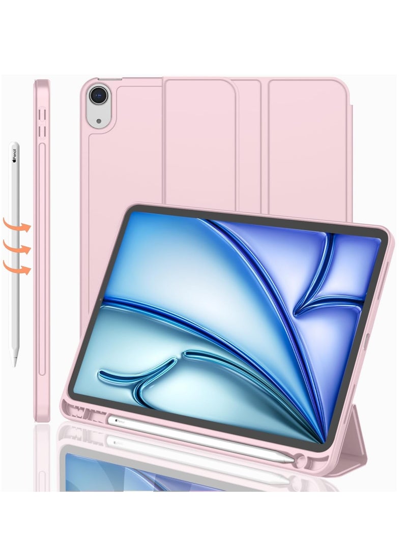 MIGOFAST IPad Air 11 Inch Case M2 2024  iPad Air 5th/4th Generation Case 2022/2020 10.9 Inch with Pencil Holder, Trifold Stand Smart Case Baby Pink - Image 1