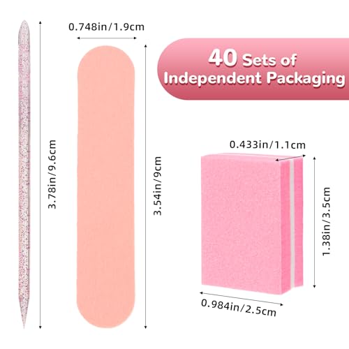 JOLYEAK 40 Sets Professional Manicure Press On Nail Tool Kit, Pink Disposable Manicure Nail Supplies kit with Mini Nail File,Mini Nail Buffer,Nail Stick - Image 2
