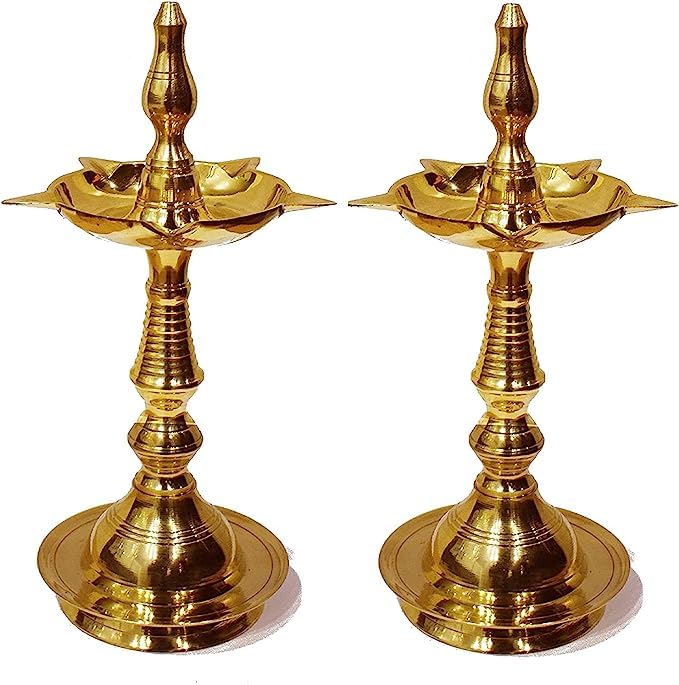 7 INCH STANDING BRASS KERALA SAMAI DIWALI DEEPAK FOR PUJA TRADITIONAL PANCHMAHAL POOJA DEEPAM DIYA OIL LAMP KUTTHU VILAKKU DIA DEEPAWALI RETURN GIFT ITEM
