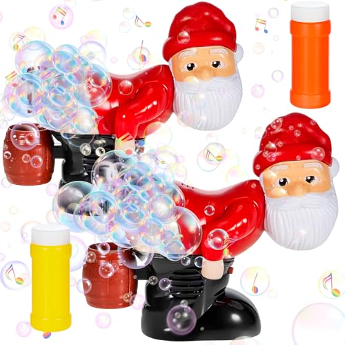 Wovnet 2 Pcs Christmas Santa Claus Bubble Machine Automatic Blowing Machine Santa Blower with Music Flashing Lights for Xmas Gift Indoor Outdoor ActivityRed - Image 1