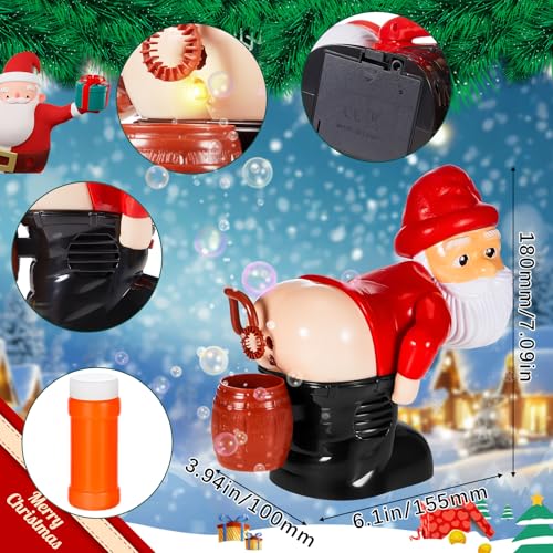 Wovnet 2 Pcs Christmas Santa Claus Bubble Machine Automatic Blowing Machine Santa Blower with Music Flashing Lights for Xmas Gift Indoor Outdoor ActivityRed - Image 5
